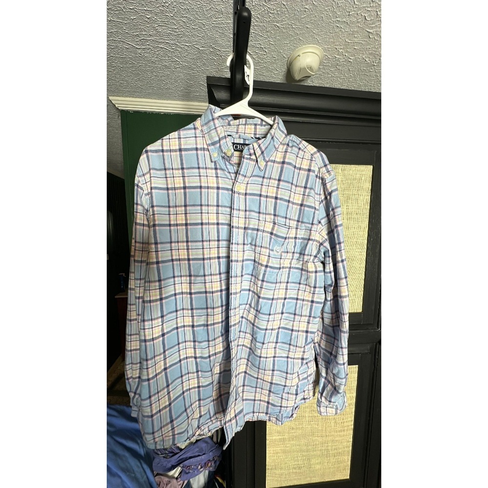 Chaps pink and light blue white logo long sleeve L 39